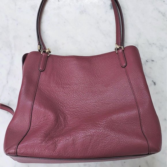 Kate Spade NY Medium Jackson Pebble Leather Cherrywood Red 3 Compartment Satchel - Picture 4 of 16